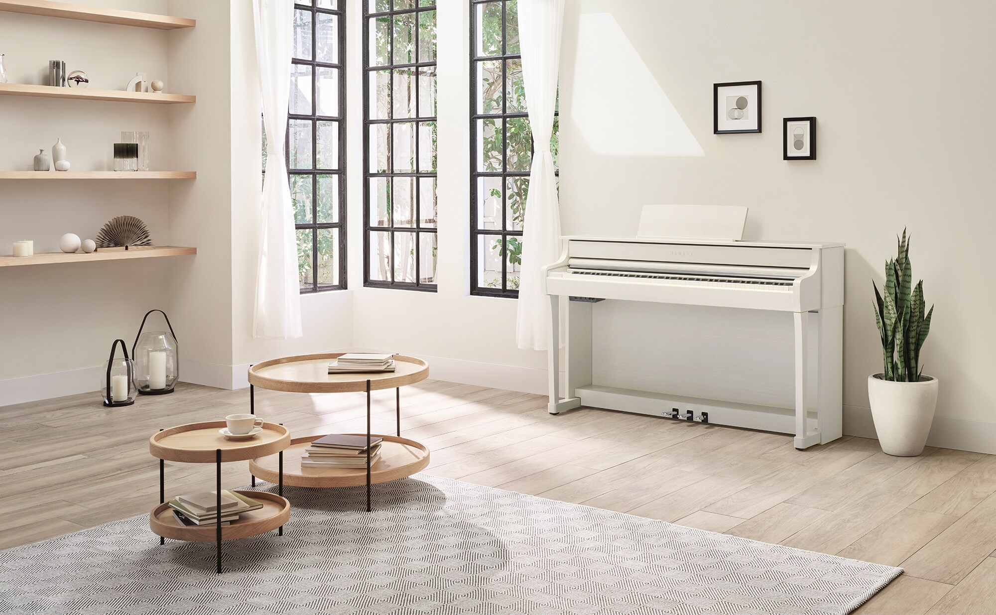 Yamaha Clavinova CLP-835 (White Birch) in the living room
