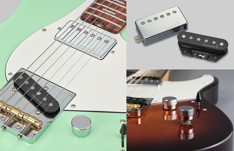 Pacifica SC Standard Plus의 픽업과 톤 노브를 클로즈업으로 촬영한 사진