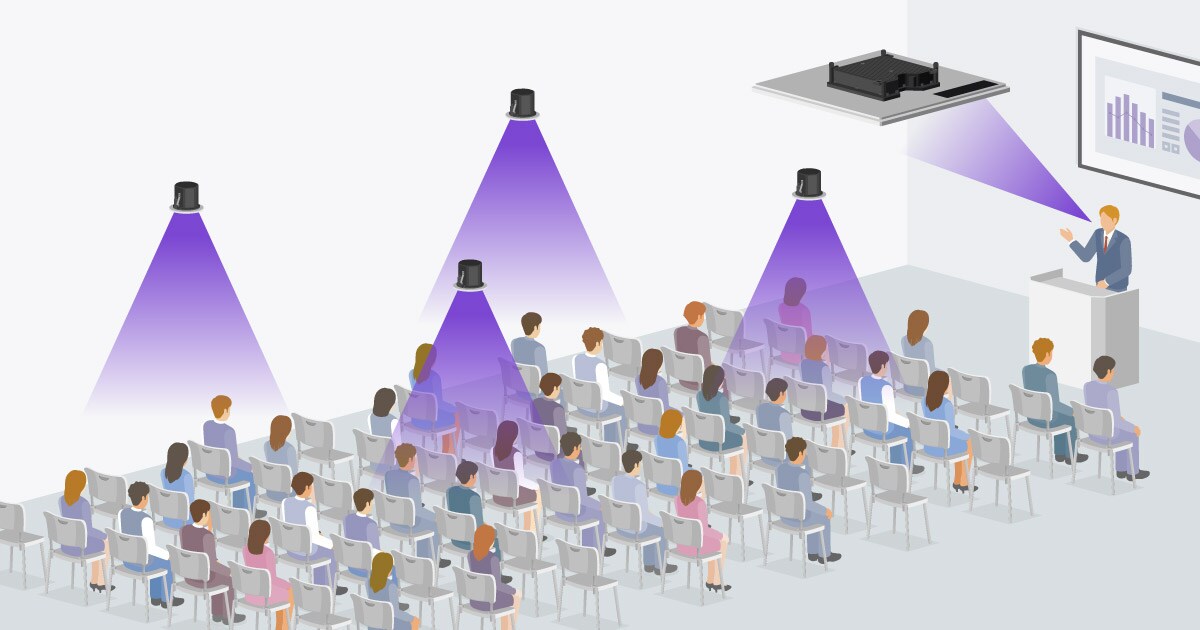 Illustration showing Voice Lift  one-way communication for presentation style
