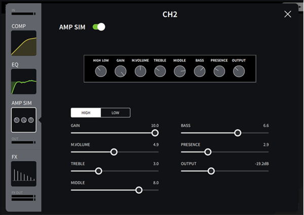 AMP SIM (앰프 시뮬레이터) - CH2

