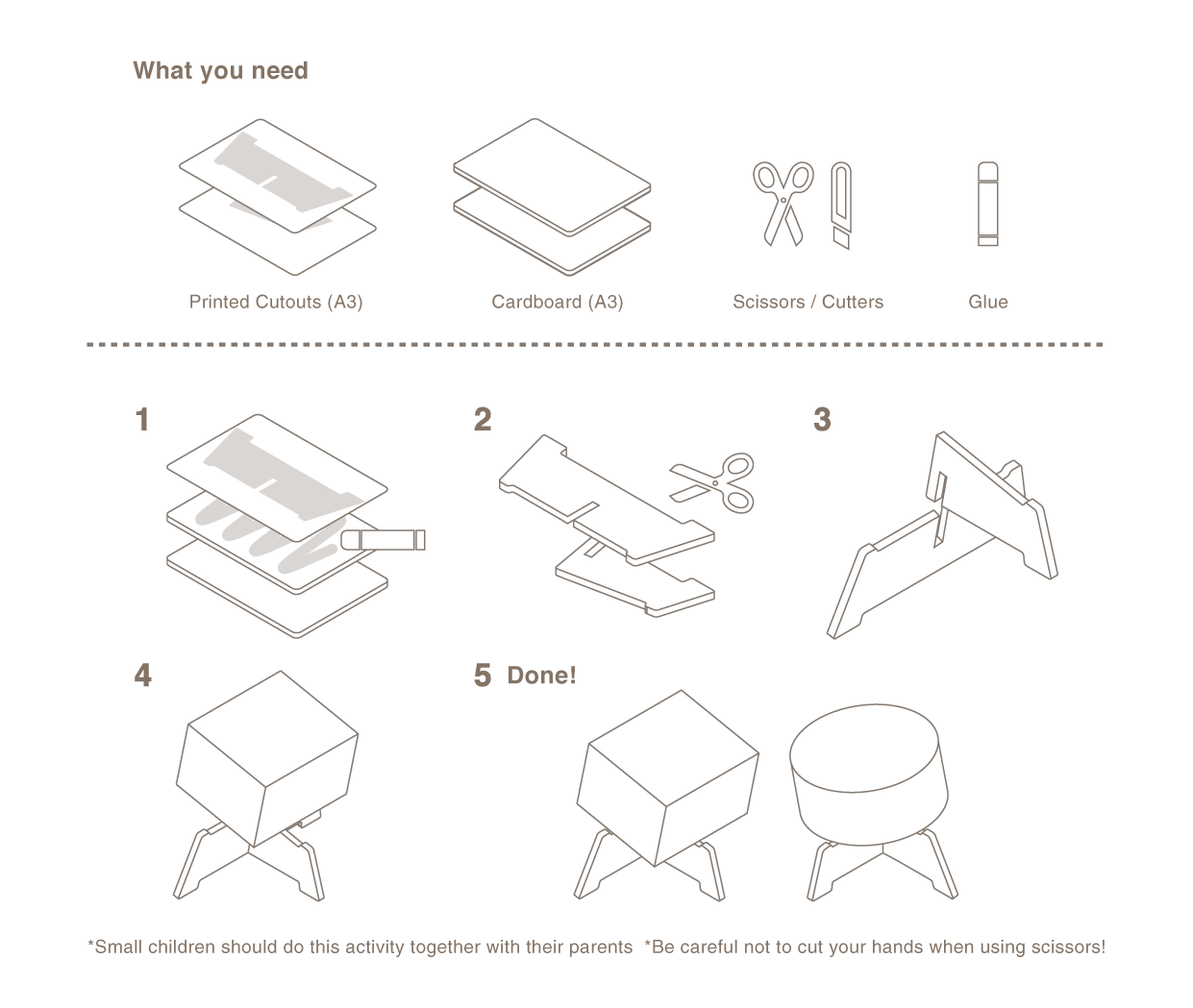 [ What you need ] Pattern Paper(A3), Cardboard(A3), Scissors / Cutters, Glue