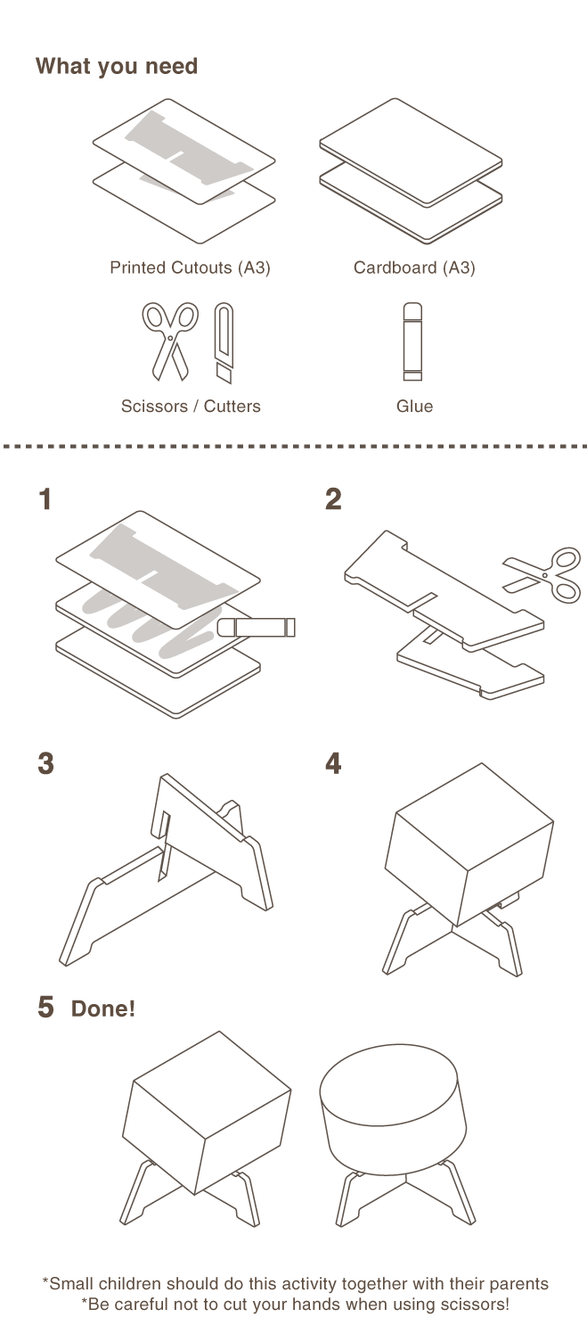 [ What you need ] Pattern Paper(A3), Cardboard(A3), Scissors / Cutters, Glue