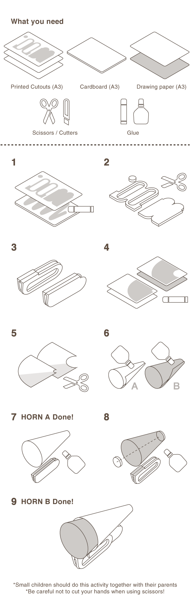 [ What you need ] Pattern Paper(A3), Cardboard(A3), Scissors / Cutters, Glue