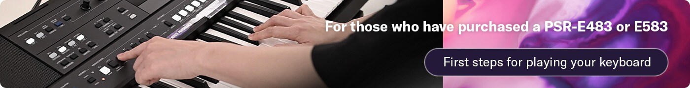 The Banner of Yamaha Keyboard PSR-E483 or PSR-E583 Welcome Page